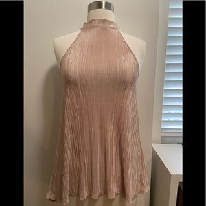 Champagne Gold Plisse Top - NWT